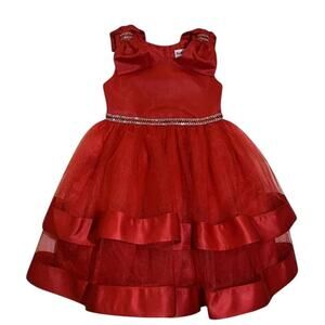 Blueberi Boulevard Bow-Detailed Sleeveless Fit-and-Flare Tiered Dress 6x